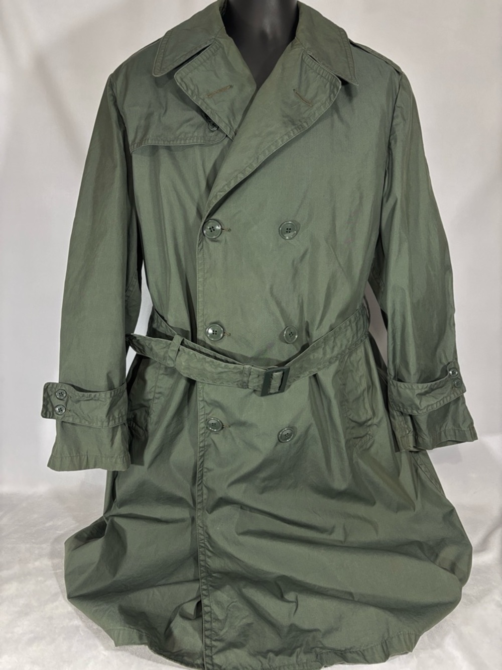 Vintage Military Khaki Green Lined Trench Coat 42 R Large
